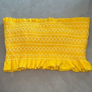 • Xhileration • Golden Yellow Scruched Ruched Bandeau Bikini Top